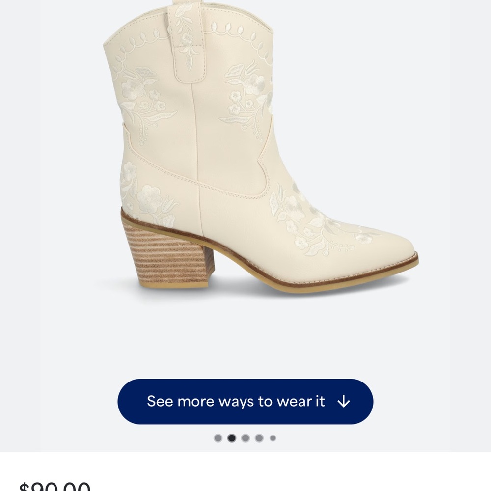 MIA Ivory Floral Heeled Boots - Picture 2 of 3
